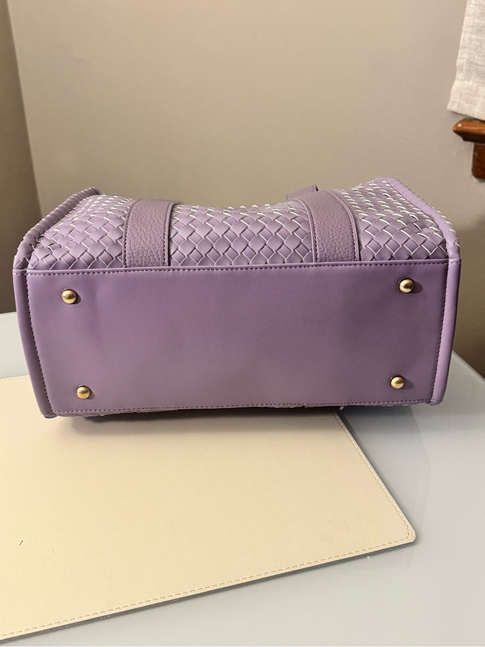 Ello Lavender Woven Vegan Leather Tote Bag+ CB strap Heart Charm & Wallet-NWT - Picture 5 of 12